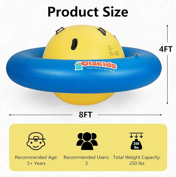 OLAKIDS Inflatable Dome Rocker Bouncer - 8FT - blue/yellow (model: NP10942YB) image 2