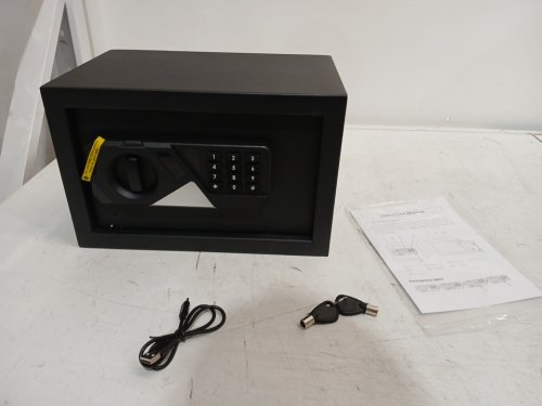 homrixan Small Fireproof digital Safe for Home Use - 0.8 cu.ft, Waterproof, Programmable Keypad, Spare Keys and Removable Shelf - black (model: 20ub) image 2