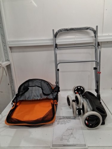 BESTPET 4-Wheel Posh Folding Waterproof Portable Travel Pet Stroller with Cup Holder - 33lbs MAX/CAP - orange (model: bp-s8012t-orange) image 2