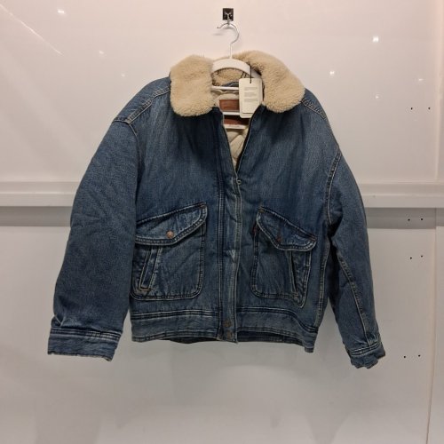 WOMEN'S LEVI'S SHERPA BOMBER DENIM JACKET - SMALL - BLUE (STYLE: 003JF0001) image 2