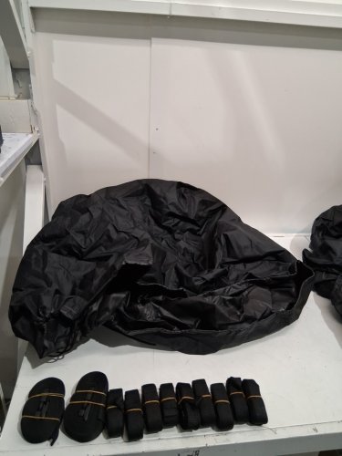 2pc sotisi heady duty 900d fabric waterproof tear and uv resistant boat and motor cover - 12ft - 14ft x 68" - black image 2