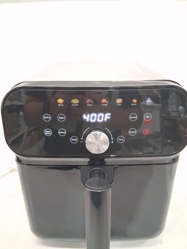 whUTO 6.2qt air fryer oven with led digital touchscreen, 12 preset cooking functions & dishwasher-safe basket - 1600W - black/stainless steel (model: af06d02-m) image 5