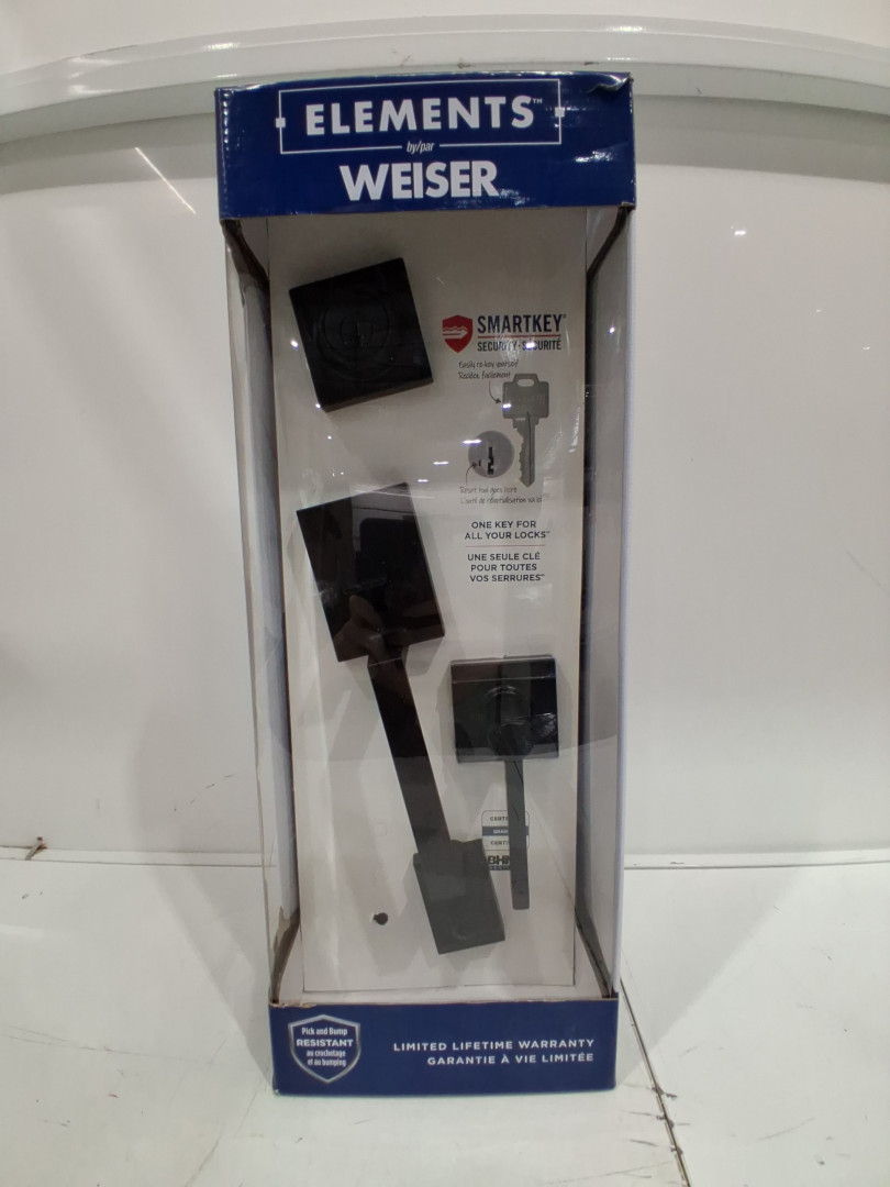 WEISER FRONT DOOR LOCK HANDLE SET - MATTE BLACK (MODEL: 9GLC94710-021) image 2