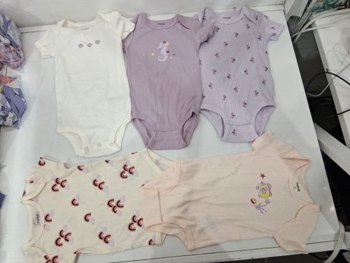 5 assorted baby ONESIES - 24m - WHITE/PURPLE/PINK image 2