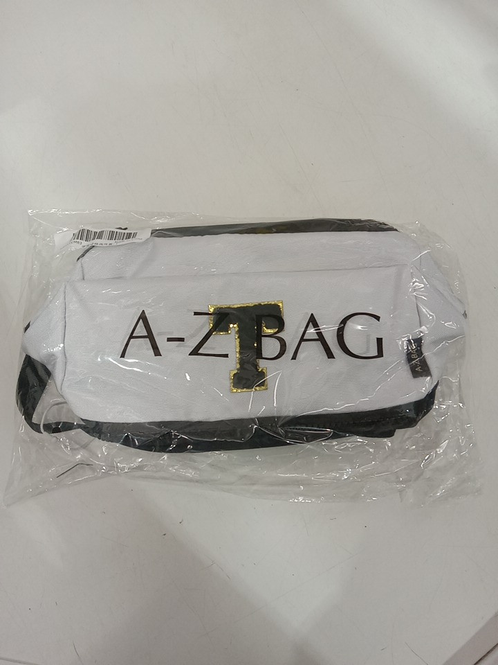 2pc A-Z BAG Travel Toiletry/MAKEUP bag With rfid - bold letter t - white/black image 3