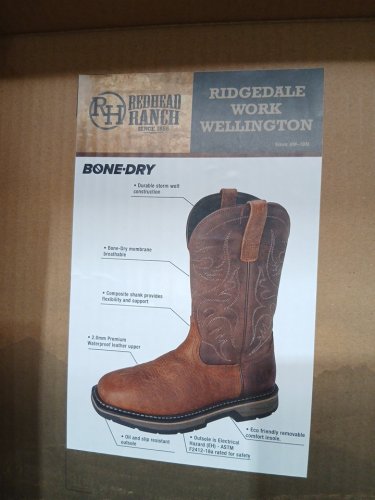 MEN'S RedHead Ranch Ridgedale Work Waterproof Wellington Boots - 9 WIDE - Tan/Brown (STYLE: 3979581) image 6