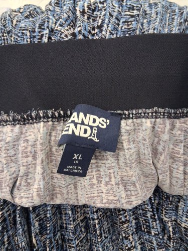 women's lands end Crepe Pull-On Pleated Midi Skirt - extra large - Atlas Blue Etched (style: 542371 image 3
