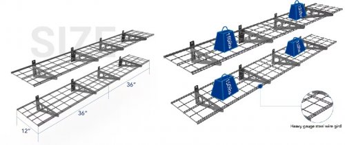 2PK Fleximounts Classic Metal Wall Shelving - 150LBS CAP - 1FT x 6FT - Black (Model: WR16B-S) image 2