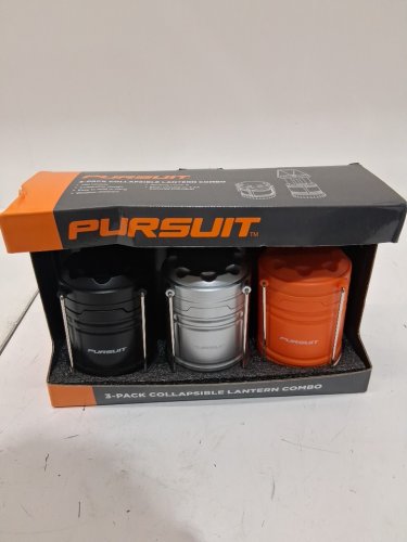 3pk pursuit collapsible battery operated lanterns - 300LM - black/silver/orange - (model: purclsl-blk) image 2