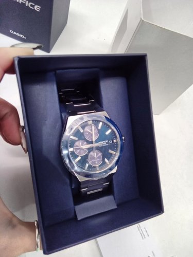 MENS CASIO Edifice Analog Chronograph Stainless Steel Blue Dial Solar WATCH - 40MM - STAINLESS STEEL (MODEL:EFS-S650D-2A) image 7