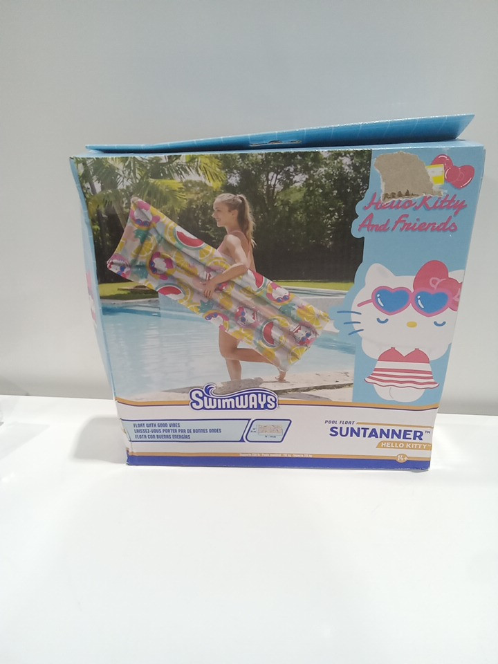SWIMWAYS INFLATABLE pool float sun tanner - 23" x 70" - Hello kitty image 2