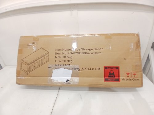 HOMEFORT Shoe Bench with Lift Top Storage - 41.3" x 14.9" x 18" - White/beige (Model: PG-02SB008A-WH103) image 3