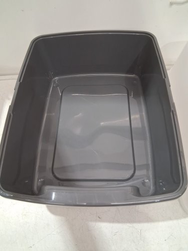 iris open top cat litter box with shield & scoop -15" x 19" -grey image 3