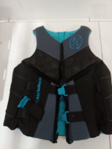 women's Hyperlite Neoprene PFD Life Vest with Buckle Straps - Adult large - Black/Grey/blue (Model: 3246/1819494) image 2
