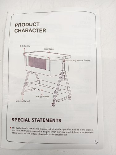 Height Adjustable Baby Bassinet with wheels and storage - Grey/White image 6