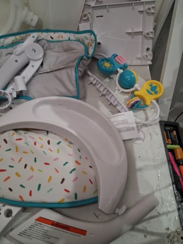 FISHER-PRICE PORTABLE BABY CHAIR DELUXE SIT-ME-UP FLOOR SEAT WITH SNACK TRAY - MULTI-COLOUR (MODEL: ‎HBM82) image 4