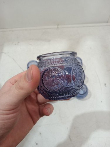 12PK LAMORGIFT votive glass candle holders - 2" - blue image 4