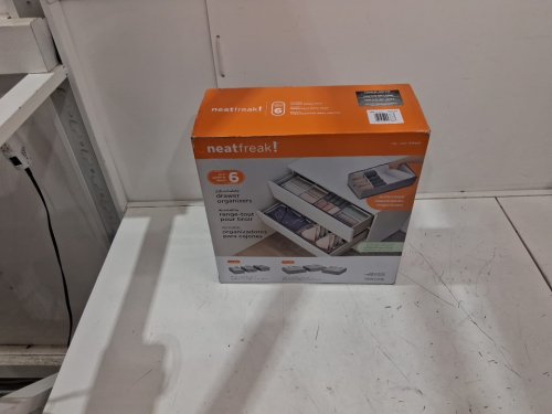 6pc neatfreak adjustable drawer organizers - 7.5" x 13.5" x 4" (small bins) - 13.5" x 13.5" x 4" (large bins) - grey (model: 1736539) image 2