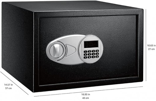 AMAZONBASICS SECURITY SAFE BOX WITH KEY - 1.2 CUBIC FEET - BLACK ALLOY STEEL (MODEL: ‎27EI-43) image 2