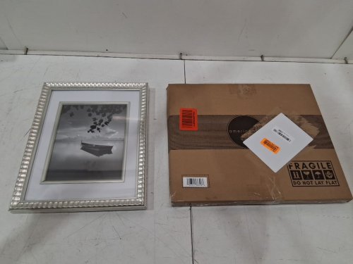 americanflat decorative picture frame with shatter-resistant glass and mat - 11" x 14" (without mat) / 8" x 10" (with mat) - silver vintage (model: PFF1114SLV810) image 2