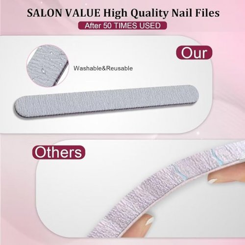 50PK SALON GRADE NAIL FILE - 180 Grit - white (model: NF501ZE-CC) image 2