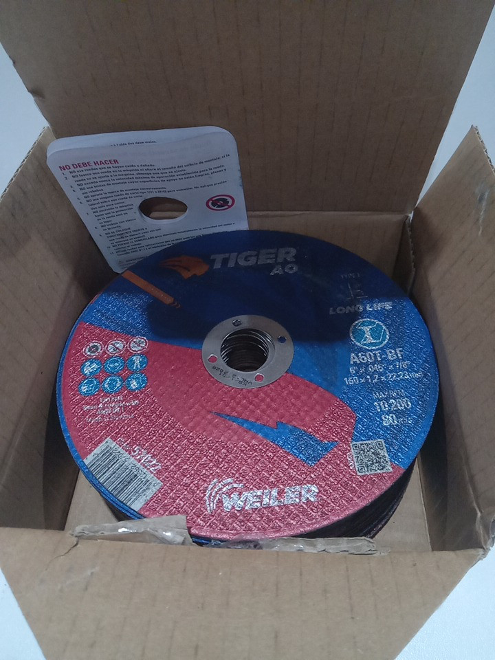 25PK WEILER TIGER A0 cutting wheel - 6"x .045 x7/8"- Type1D - 10,200 MAXRPM - steel/metal (Model: 57022) image 2