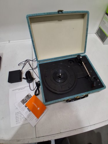 Vintage 3-Speed Bluetooth Vinyl Turntable with Stereo SpeakeR - BLUE(model:m435) image 3