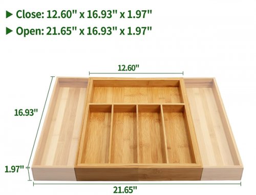 VaeFae Bamboo expandable cutlery drawer organizer ( MODEL:SOD-2) image 2