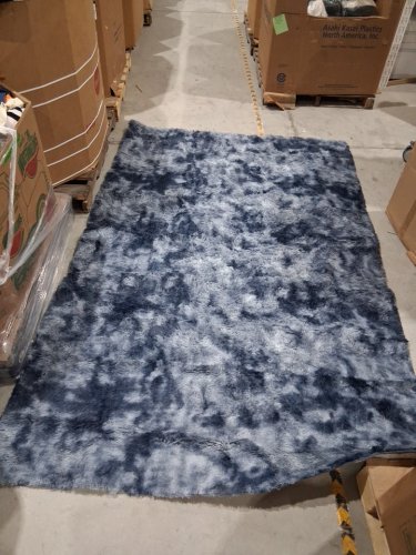 ultra soft plush faux fur area rug - 9ft x 5ft8" - blue tie-dye image 2