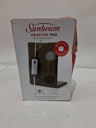 SUNBEAM XPRESSHEAT 6-SETTING PLUSH HEATING PAD - KING SIZE (12" X 24") - BROWN (MODEL: 2013-760-CNR) image 2