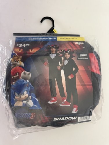 KIDS UNISEX DISGUISE SONIC 3 SHADOW COSTUME - LARGE (10-12) - BLACK/WHITE/RED/YELLOW image 2
