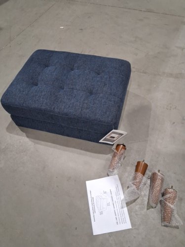 King Fabric Upholstered Ottoman with wood legs for living room , bedroom - 31" x 23" x 19.5" - blue (model:1644976) image 3