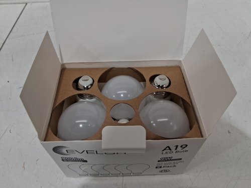 6PK EVELOR A19 LED LIGHT BULBS - 9W, 800 LM, 2700 K, E26 BASE, NON-DIMMABLE - SOFT WHITE (STYLE: A19) image 3