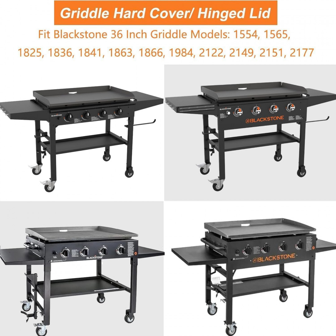 mixrbbq hinged griddle lid for various 36" blackstone grill models - black - (model: 5004nks) image 2