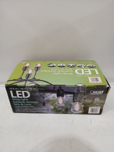 feit electric weatherproof led 24-light string lights with 26 lightbulbs - 48ft - black (model: 1603293) image 2