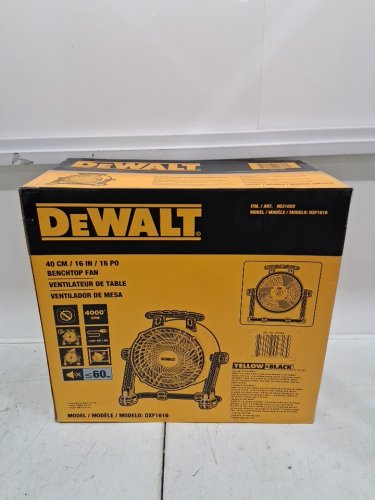 DEWALT 3-SPEED 4000CFM 360° ADJUSTABLE TILTING AIRFLOW FLOOR FAN - 16" - YELLOW/BLACK (MODEL:DXF1616/ 9631000) image 2
