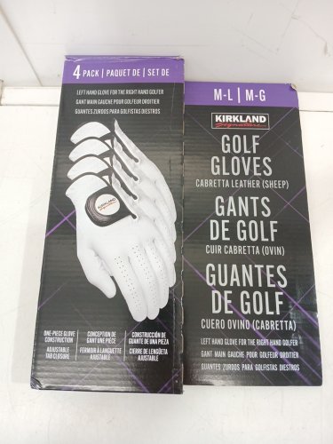 3PK Kirkland Signature Premium Cabretta Leather Golf Gloves - left Hand - MEDIUM/LARGE - White (Model: 1819560) image 2