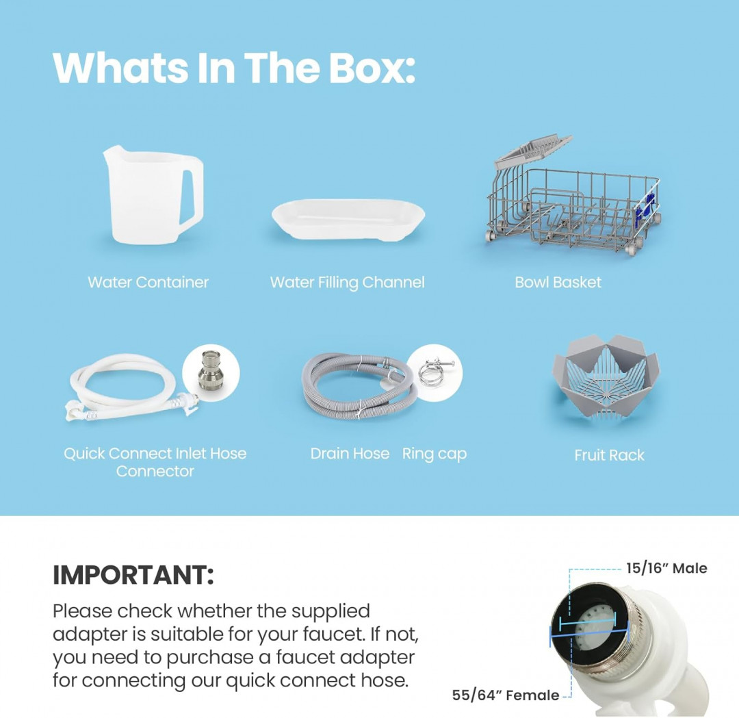 midea countertop dishwasher with 5l capacity and 162°F high-temp & air refresh function - white (model: MDC17P0ABB) image 3