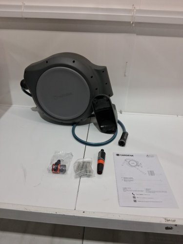 GARDENA ROLL-UP WALL MOUNTED RETRACTABLE HOSE REEL WITH AUTO SPRING - 50FT - GREY image 3