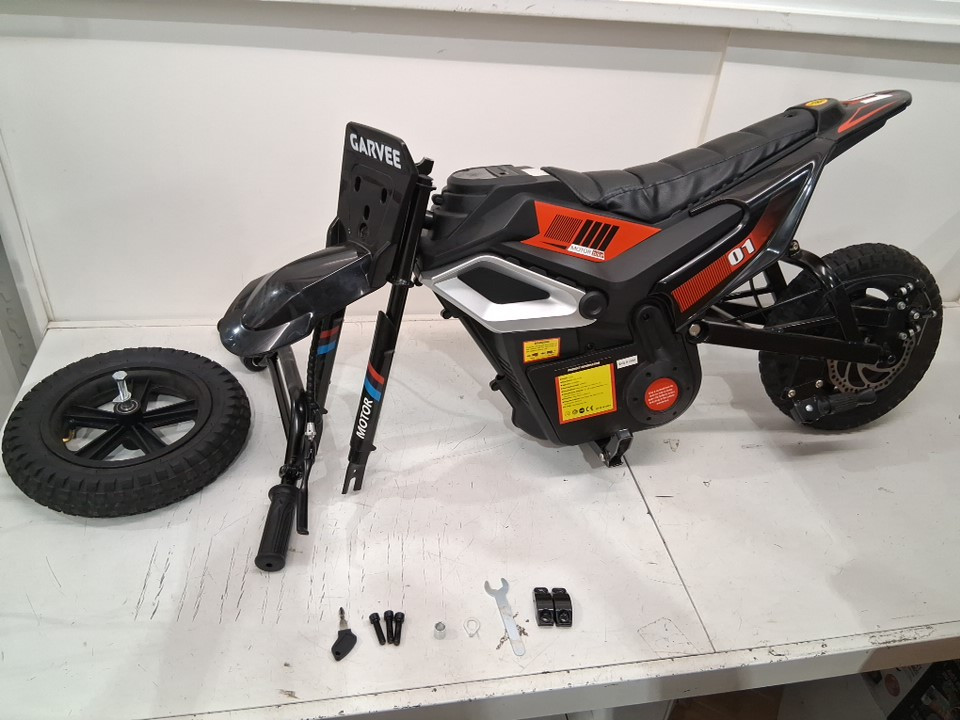 Kids GarveeHome Electric Dirt Bike with 12" Tires, Rechargeable Battery and Music Player - 24v - 10MPH Top Speed - 130LB Max - Red/Black (Model: JC310A) image 2