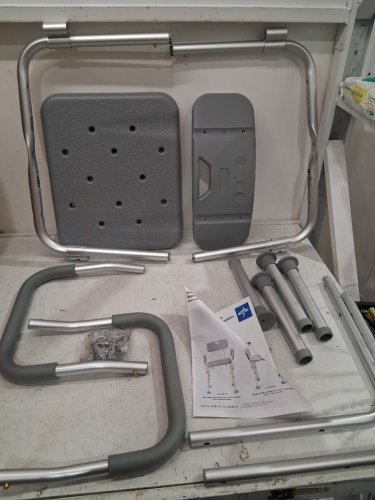 MEDLINE GUARDIAN BATH CHAIR WITH BACK AND ARMS - 350LB CAP - GREY (MODEL: G2-100KHX1) image 3