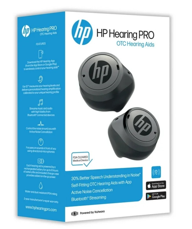 HP Hearing Pro self-fitting OTC Bluetooth Hearing Aids with active noise cancellation- apple & google compatible - powered by Nuheara - black (model: NU320) image 3
