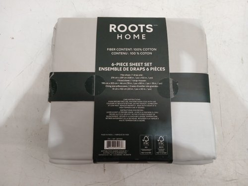 6pc roots home 300 thread count bed sheet set - king - light grey (model: 2891903) image 3