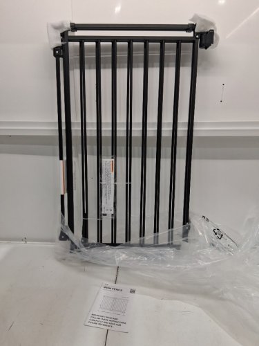 FuzzyNest extra wide adjustable iron baby gate for stairs doorways & hallways with no bottom bar - 26.5"-43" x 29" - black (model: sh21.002g) image 2