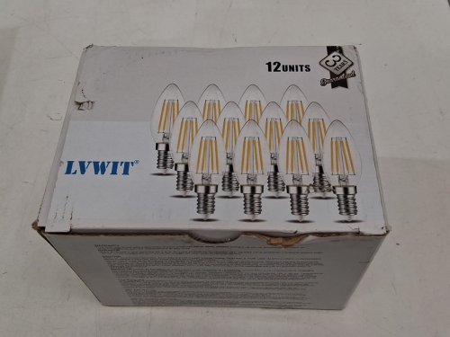 12pk LVWIT LED Chandelier Decorative Candle Light Bulbs - Dimmable, 60W Equivalent, 500Lm, E12 Candelabra Base, 2700K - Warm White (model: lds-b10-4.5w-e12) image 2