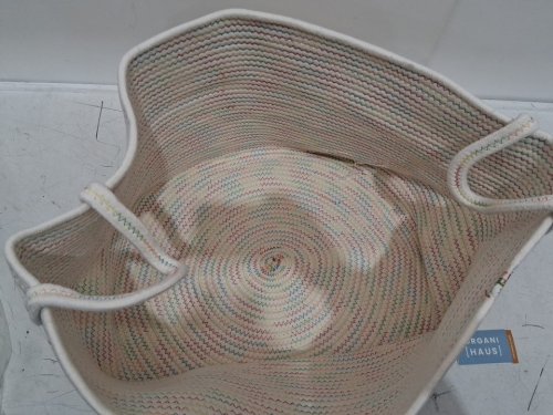organi haus woven storage baskets -  20" x 13" - Stitches Rainbow image 4
