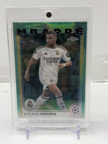 TOPPS CHROME 2025 UEFA KYLIAN MBAPPE AQUA X-FACTOR  LIMITED EDITION CARD #26/199 image 3
