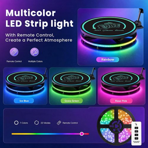 MWE 360 PHOTO BOOTH MACHINE FOR PARTIES WITH RING LIGHT AND TROLLEY - APP REMOTE CONTROL - 39.4" - (MODEL: MWE360) image 3