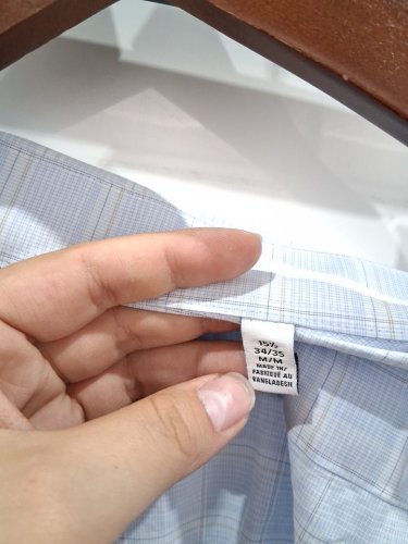 men's calvin klein slim fit long sleeve dress shirt - MEDIUM - 15.5 (34/35) - beige/blue plaid (style: 4279450) image 3