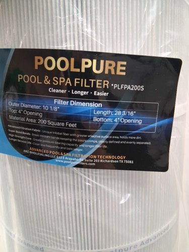 poolpure pool filter for various hayward MODELS - 200sq.ft - 28-3/16" length - 10-1/8" od - 4" top/bottom opening - white/blue (model: plfpa200s) image 3